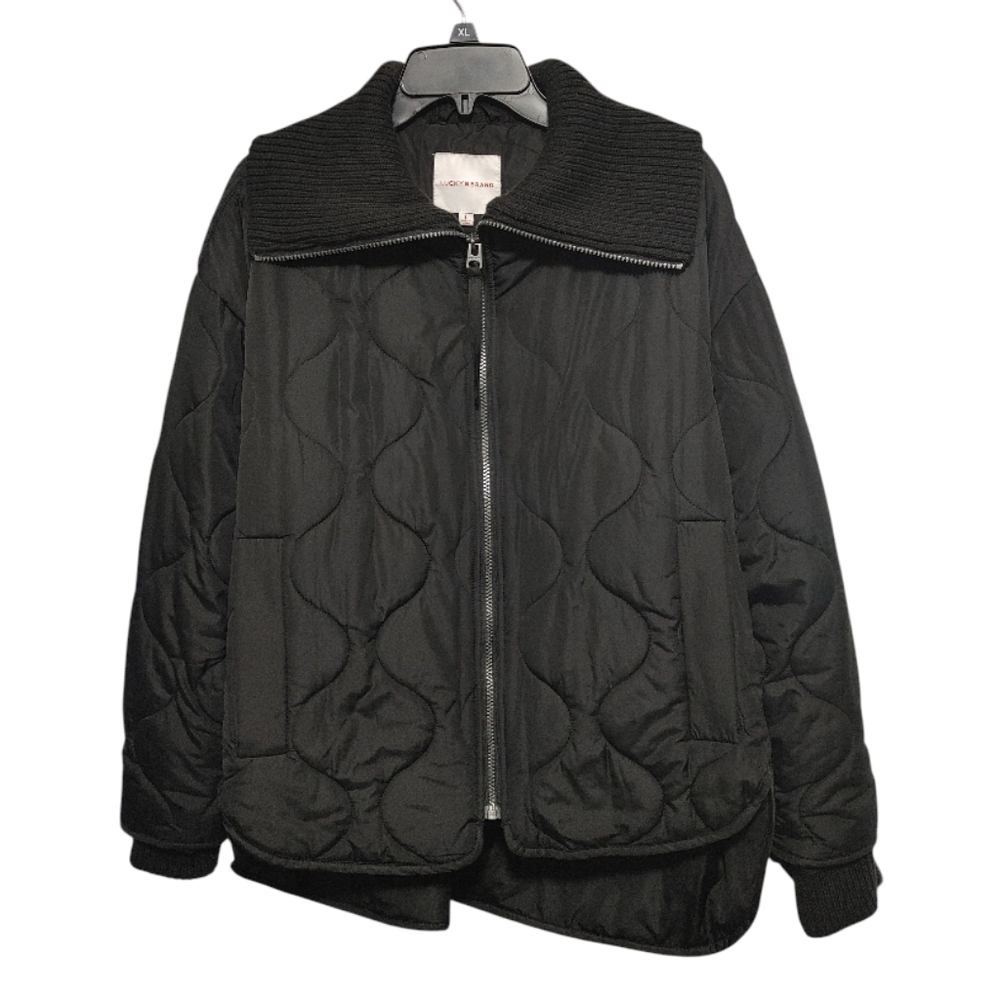 Lucky Brand Black Gorpcore Puffer Jacket Coat Women's Size Large - Picture 10 of 10